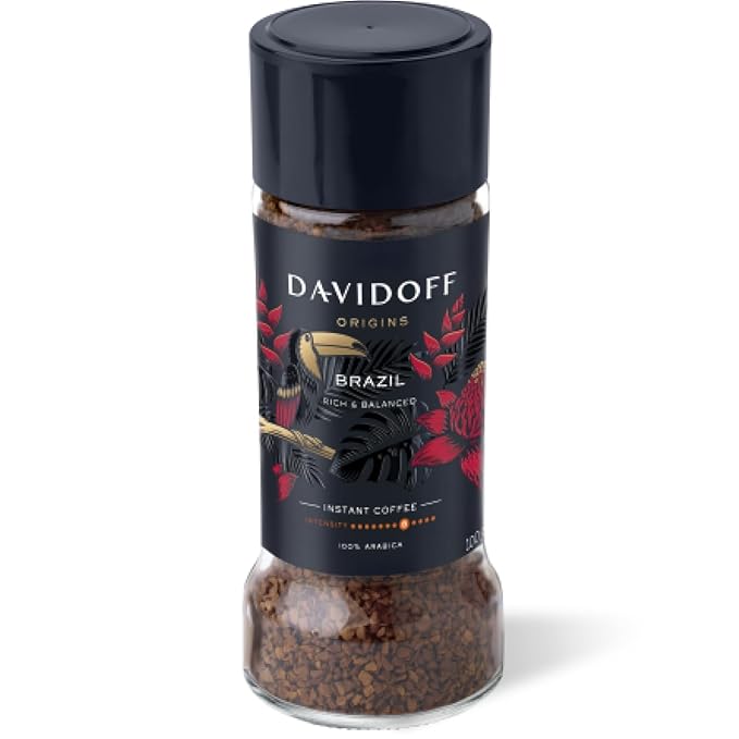 Davidoff | Origins Brazil Flavour Instant Coffee 100 G, Granule, Glass Bottle..