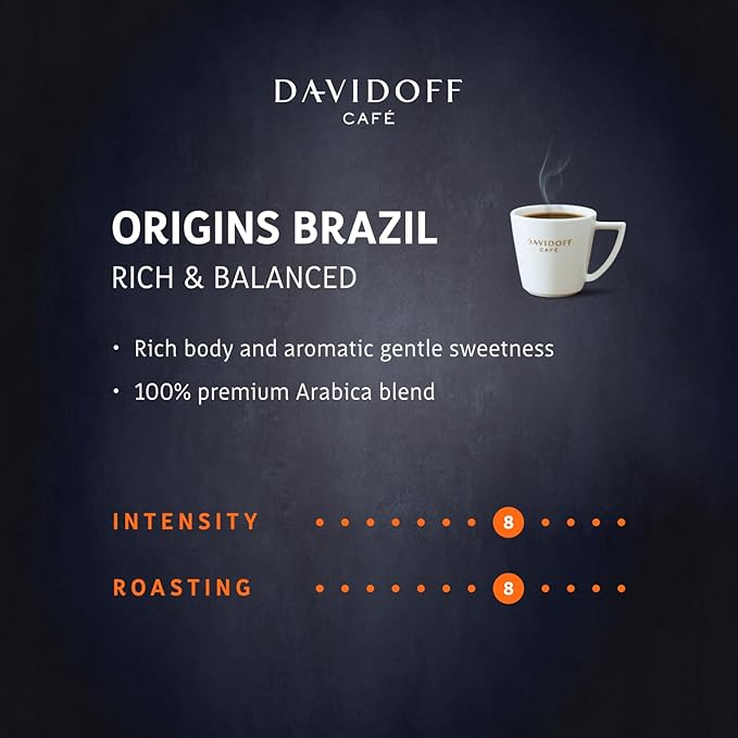 Davidoff | Origins Brazil Flavour Instant Coffee 100 G, Granule, Glass Bottle..